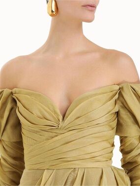 Zimmermann Off-the-shoulder draped linen and silk-blend gauze Dress